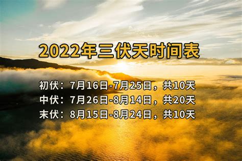 三伏天2022时间表图文