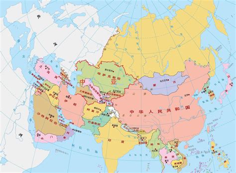 世界地图中亚高清版大图