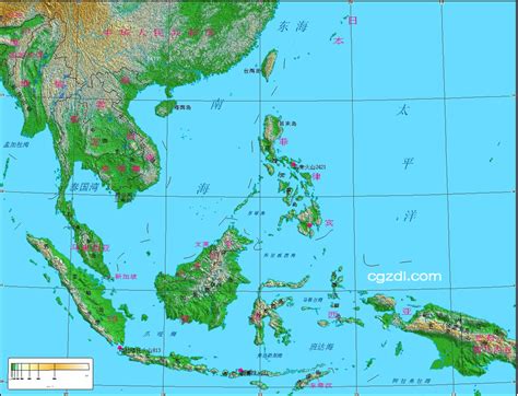 东南亚地形图