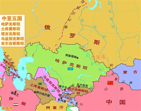 中亚五国地图中文高清版