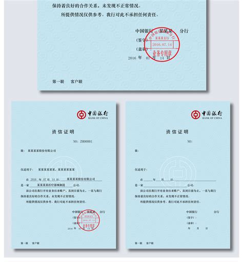 中国银行资信证样本