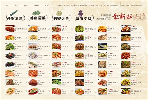 中餐食谱一览表