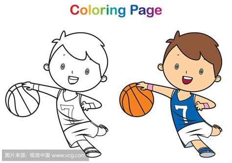 儿童打篮球简笔画图片
