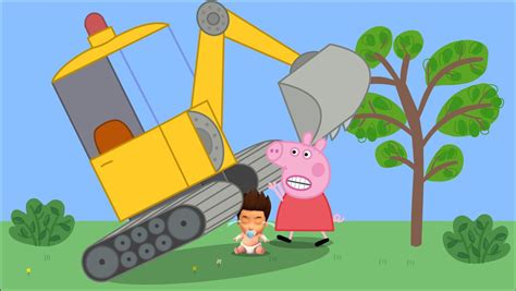 儿童挖掘机游戏视频小猪佩奇