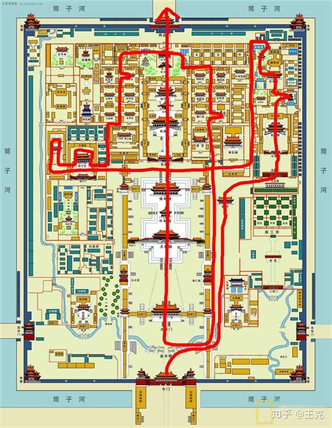 北京故宫的线路图
