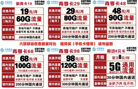 南京移动套餐资费一览表