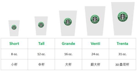 咖啡杯子尺寸对照表