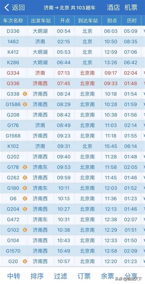 哈尔滨到北京火车时刻表