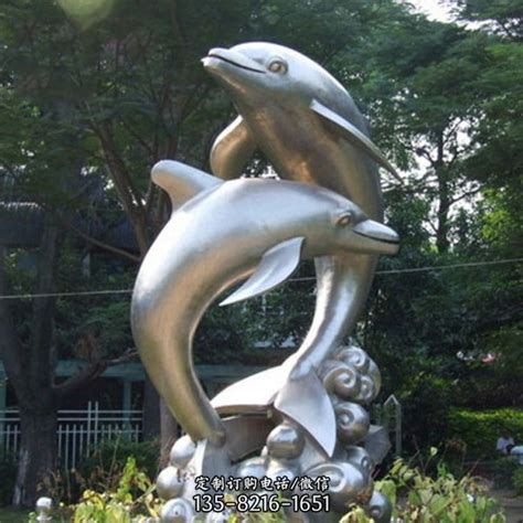 园林景观不锈钢海豚雕塑