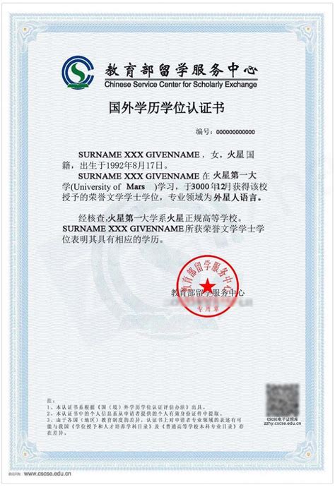 国外学位学历认证证书名称