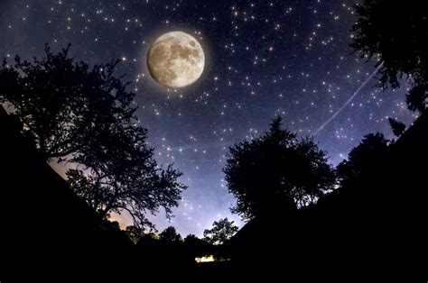 夏天夜晚月亮星星