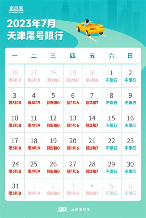 天津2023-2024年全年限行表