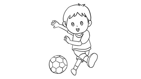 小男孩踢足球简笔画大全上色