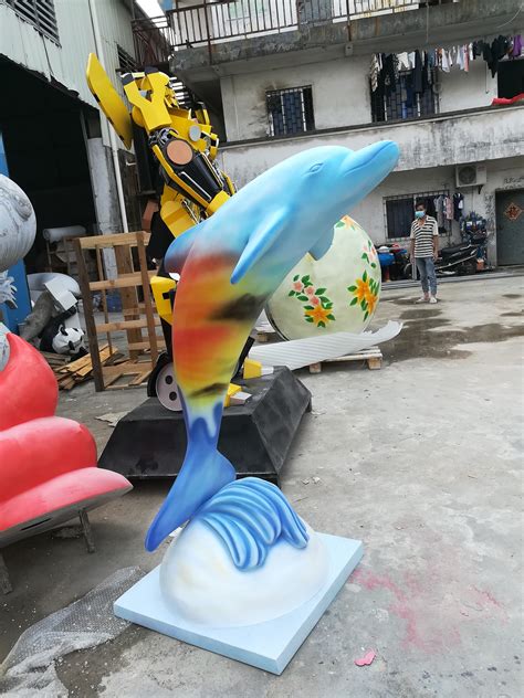 广东玻璃钢海豚雕塑艺术摆件