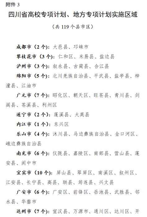 广安市国家专项名单