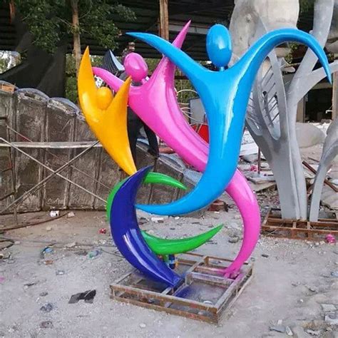 彩色创意玻璃钢抽象雕塑