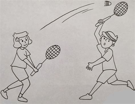 怎么画两个人打羽毛球的场景