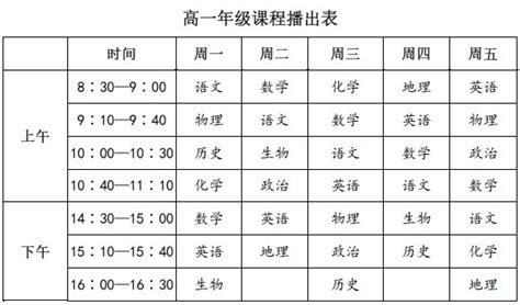 揭阳高中课程表