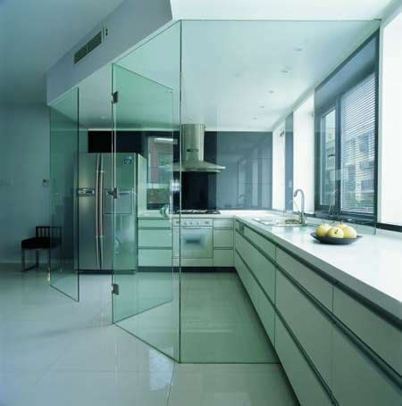 敞开式透明玻璃厨房装修效果图