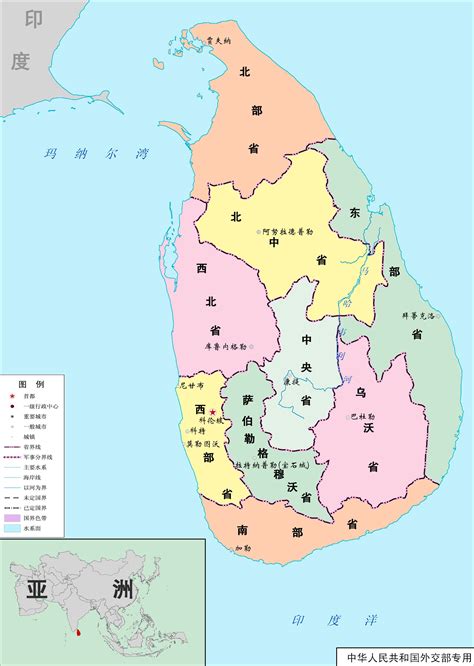斯里兰卡地理位置地图
