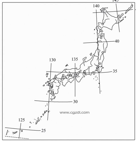 日本地图经纬线