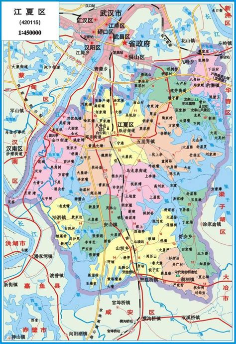武汉江夏区地图全图高清版