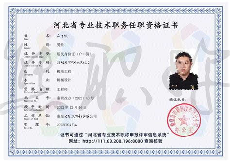 河北省高级职称证书图片