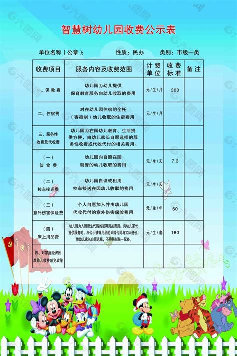 济南公立幼儿园收费标准明细表