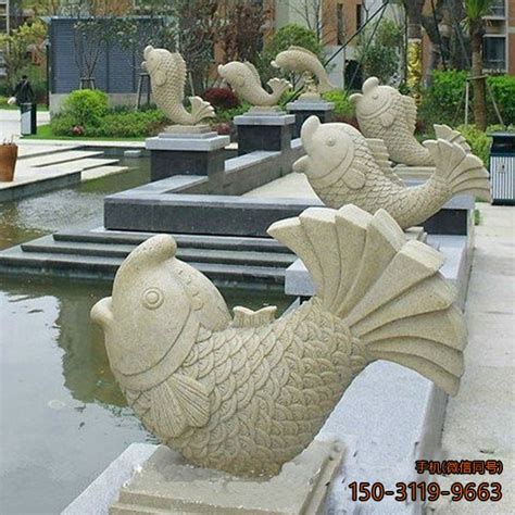 石雕喷水鱼雕塑图片