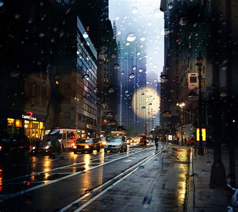 纽约的一个下雨天场景