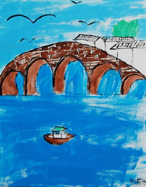 运河绘画作品五年级