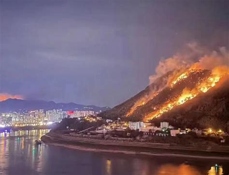 重庆涪陵区山火复燃 现场火光冲天图片
