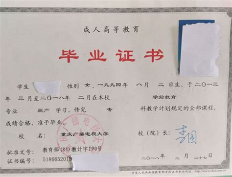 重庆电大毕业证样本图片