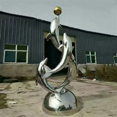 金属海豚雕塑艺术摆件