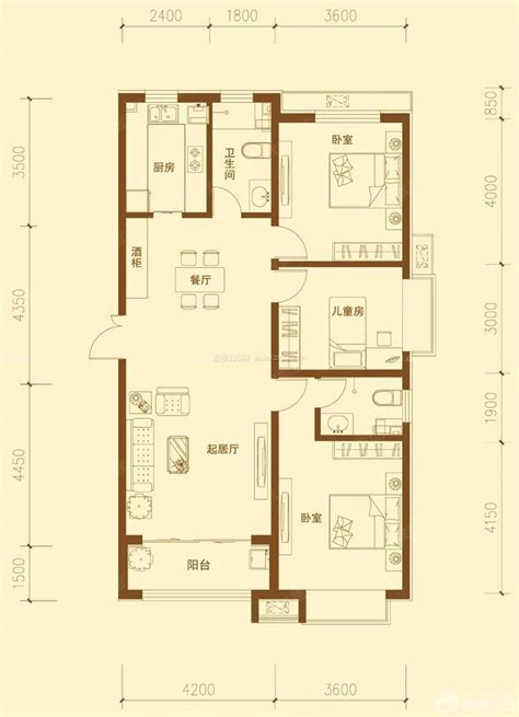 长方形房屋户型设计图