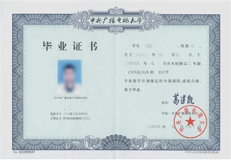 阜阳电大毕业证图片