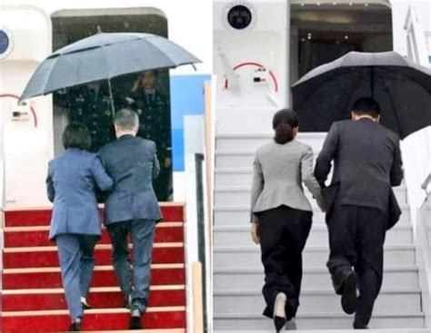 韩国总统撑伞