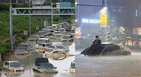 韩国暴雨两天内7000多辆车被淹