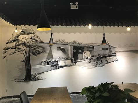 餐馆墙壁画手绘