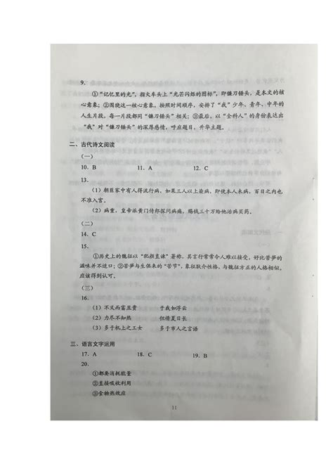 2019上海语文高考卷及答案