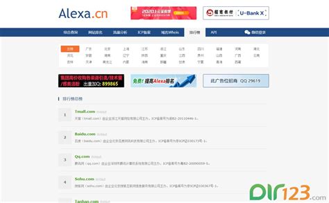 alexa中文网站总排名